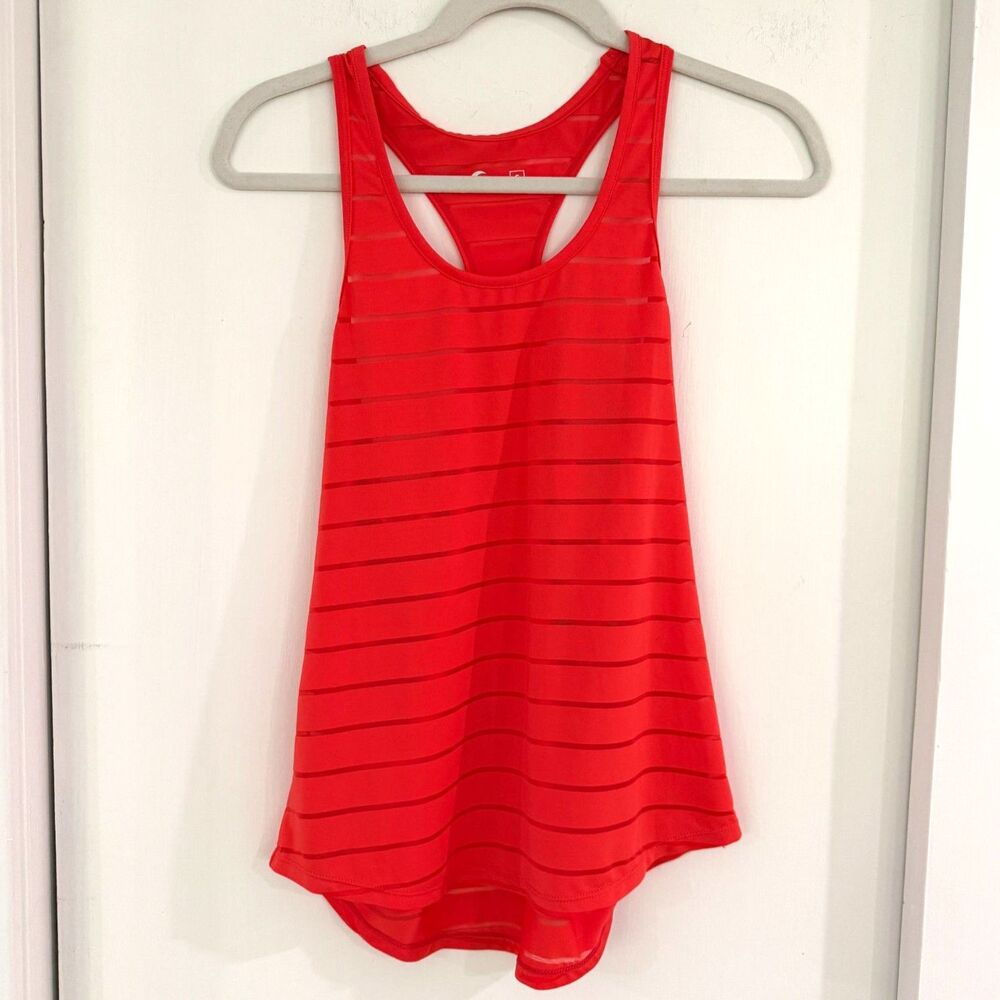 Zyia Tank Top Womens Small Red Havana Racerback Striped Activewear Outdoor Gym